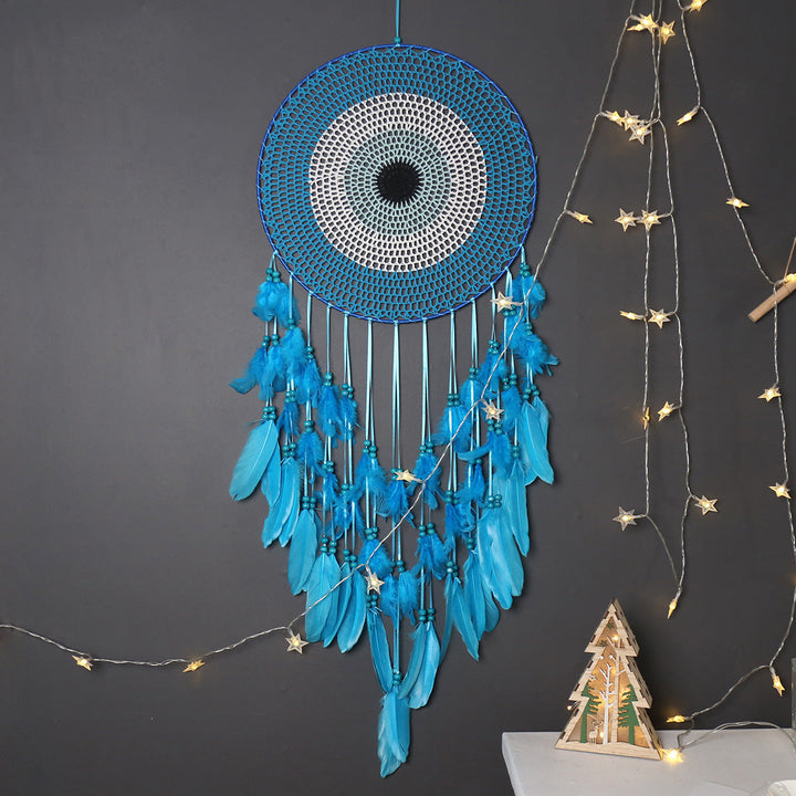 Blue Dream Catcher Wall Decor for Bohemian Bedrooms