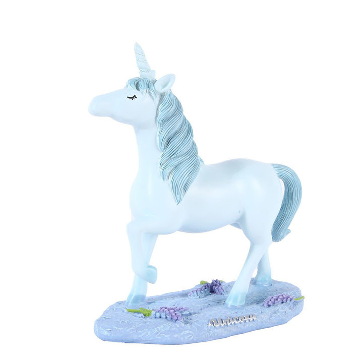 Blue Unicorn Resin Figurine for Whimsical Shelf Decor