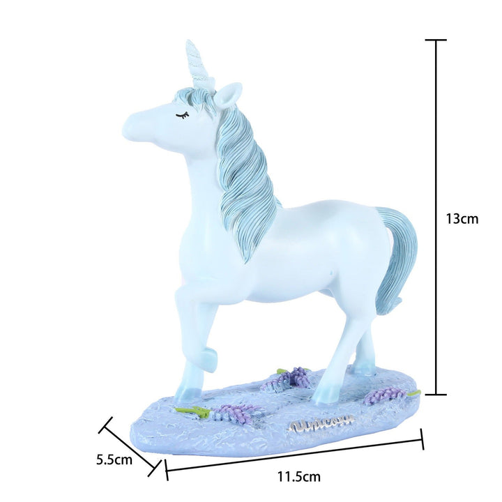 Blue Unicorn Resin Figurine for Whimsical Shelf Decor