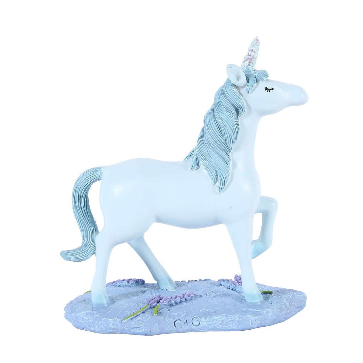 Blue Unicorn Resin Figurine for Whimsical Shelf Decor