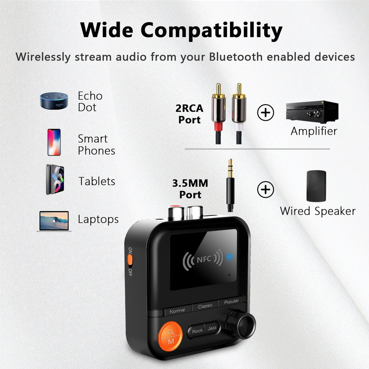 Bluetooth 5.2 Audio Receiver for Amplifiers & Speakers