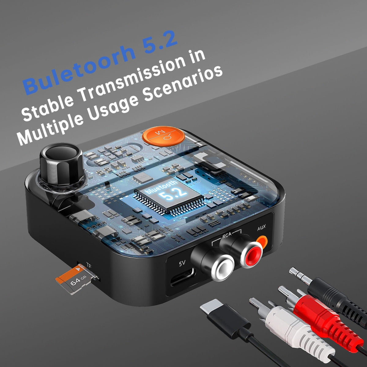 Bluetooth 5.2 Audio Receiver for Amplifiers & Speakers