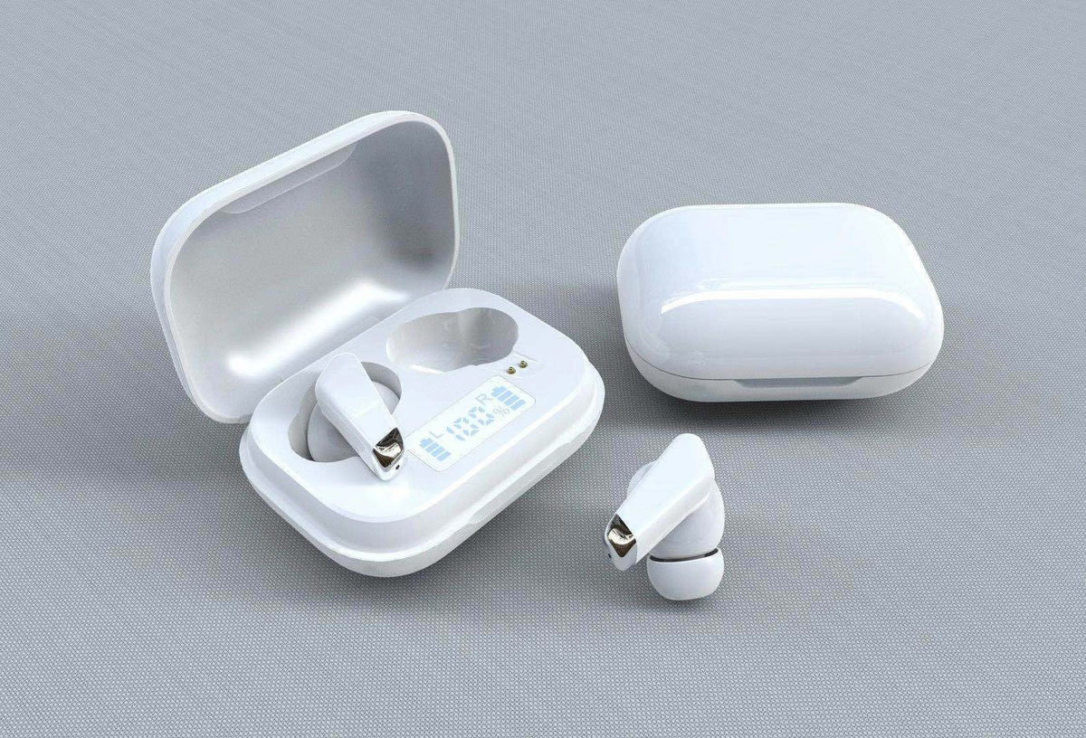 Half-In-Ear Wireless Earbuds with LED Battery Case