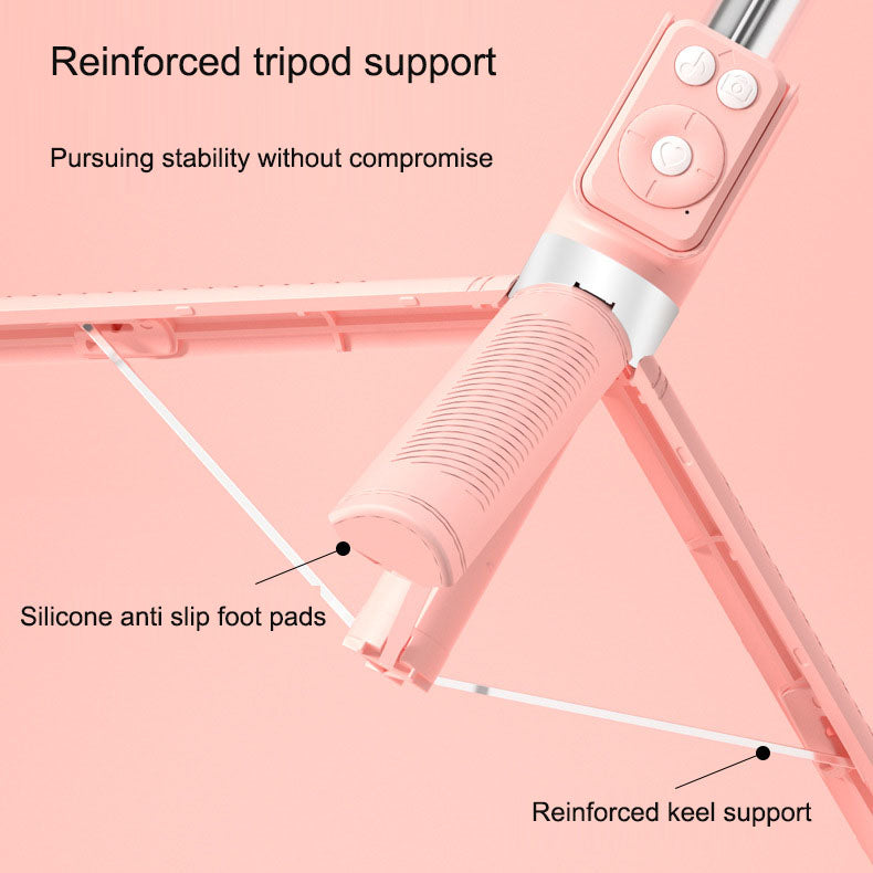 Pink Selfie Stick Tripod with Wireless Remote Control