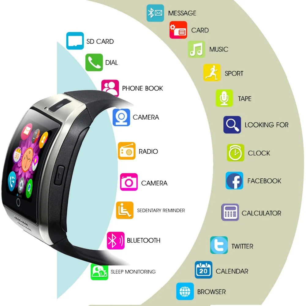 Bluetooth Smart Watch with Camera, Call & Social Alerts
