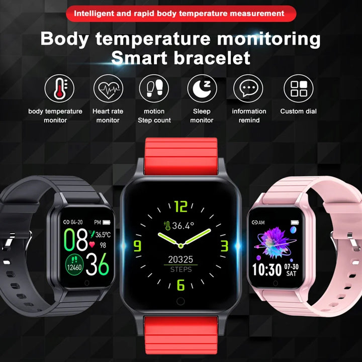 Smart Watch with Body Temperature & Heart Rate Tracking