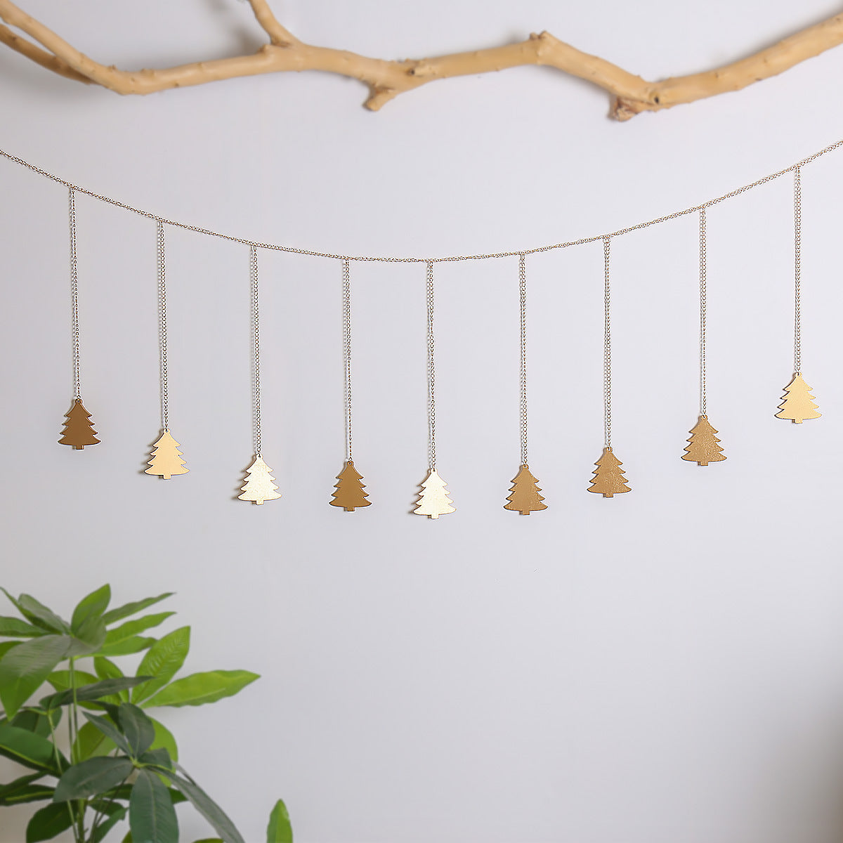 Gold Christmas Tree Garland for Festive Wall Decor