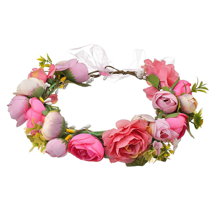 Bohemian Floral Hair Wreath for Bridal Photo Shoots