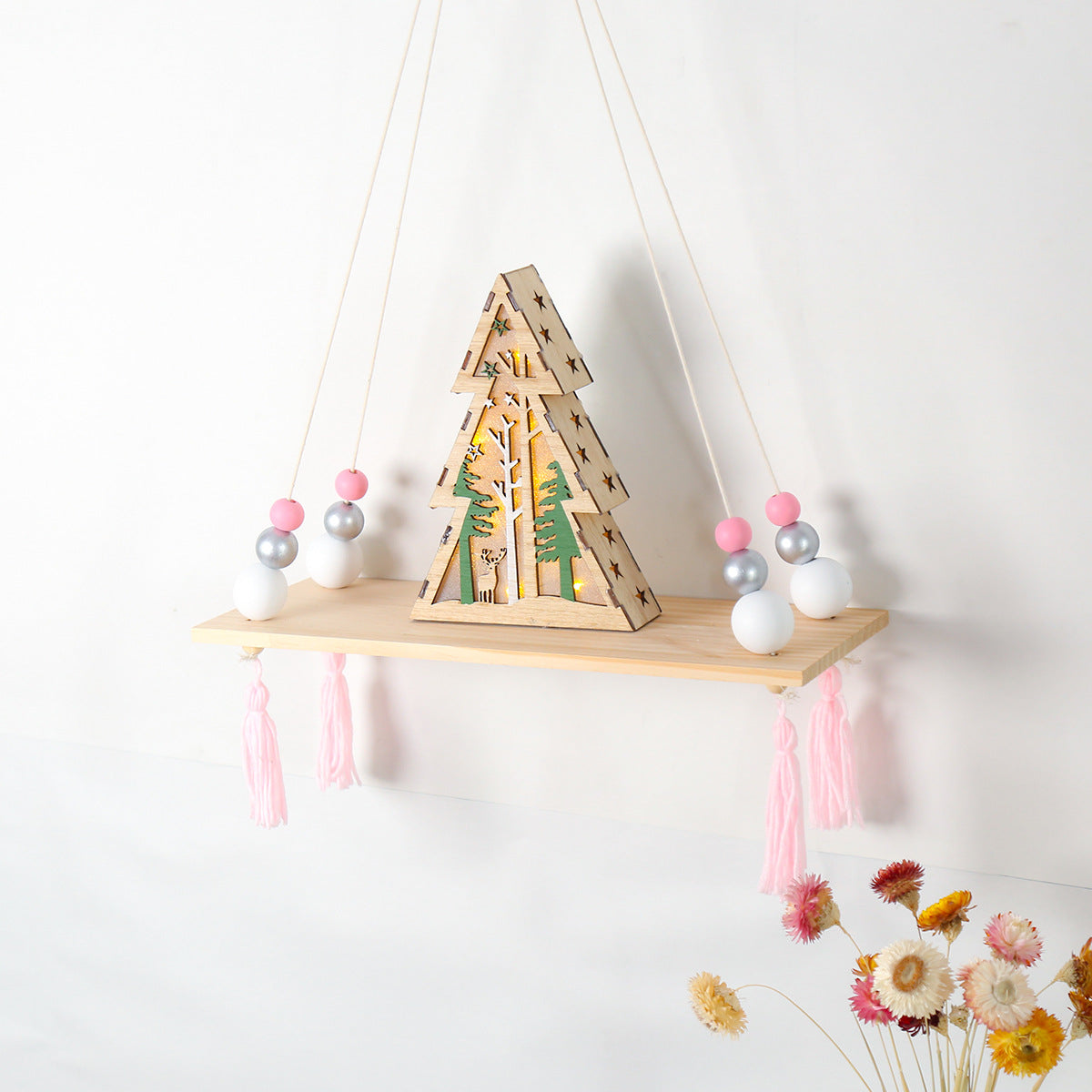Bohemian Hanging Shelf for Small-Space Wall Display