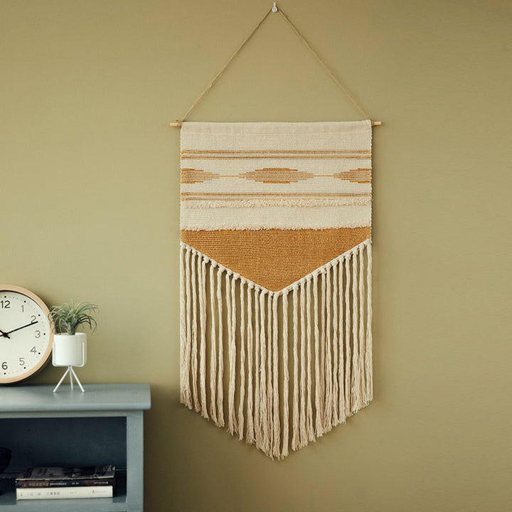 Boho Woven Wall Tapestry for Warm Textured Home Decor