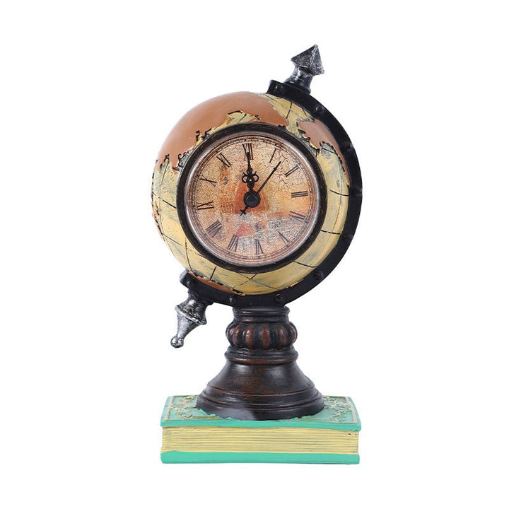 Vintage Globe Clock for Antique Bookshelf Decor Accent