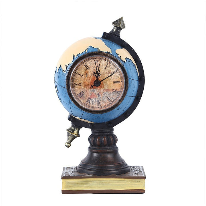 Vintage Globe Clock for Antique Bookshelf Decor Accent
