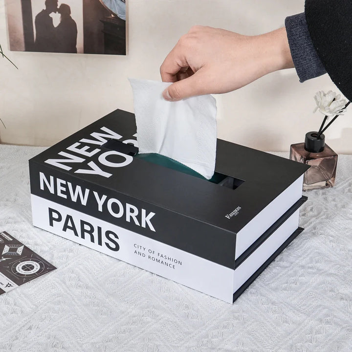 Book Style Tissue Box Cover for Stylish Table Decor