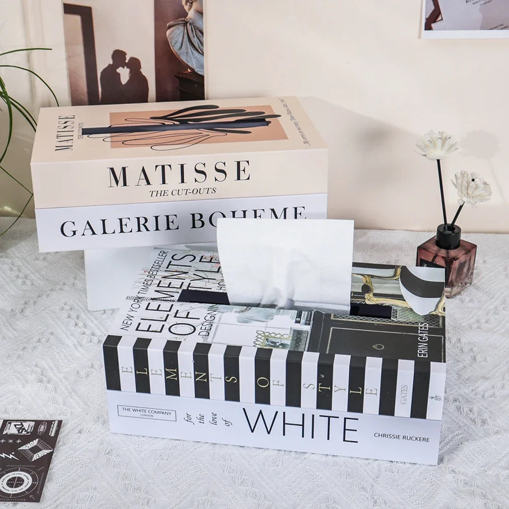 Book Style Tissue Box Cover for Stylish Table Decor