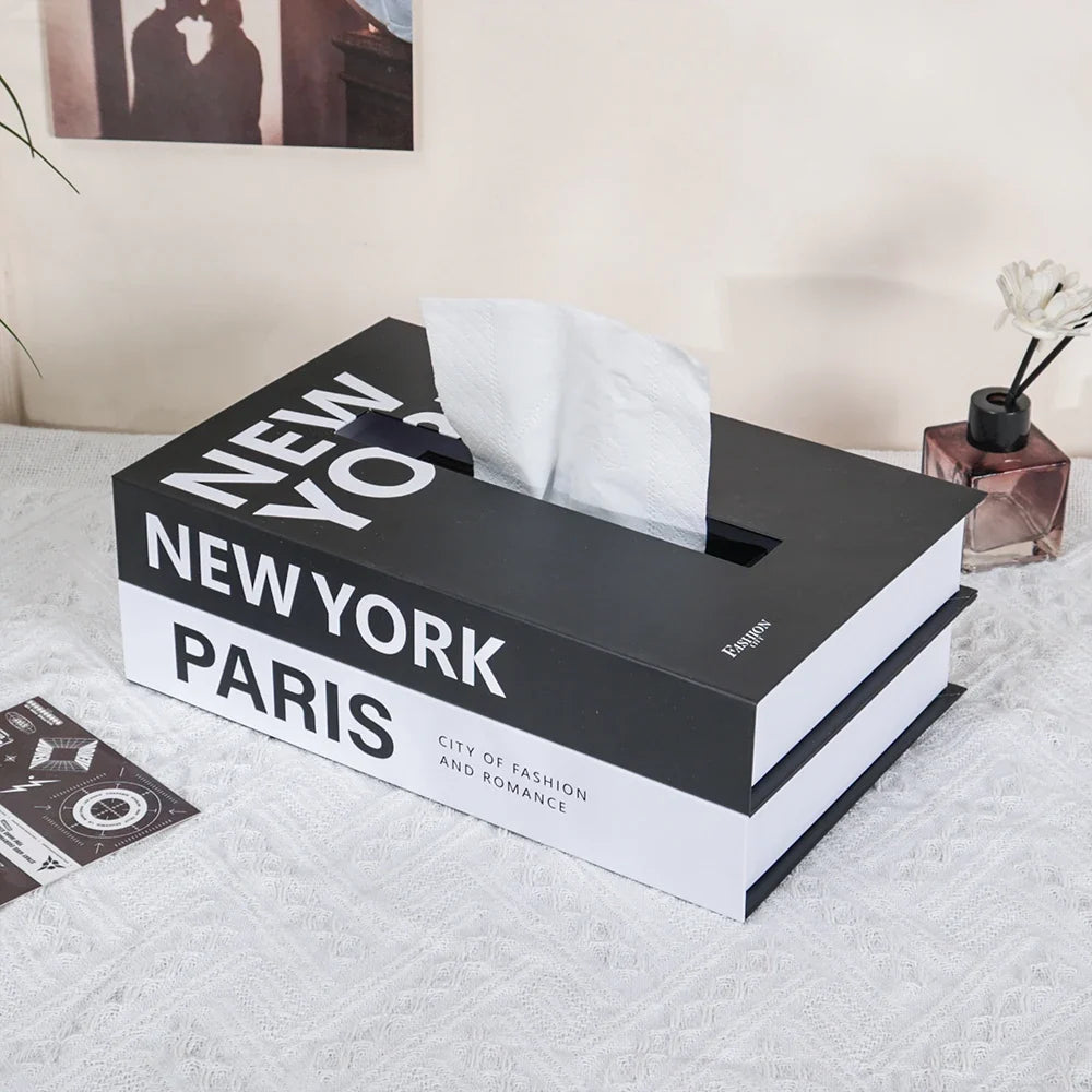 Book Style Tissue Box Cover for Stylish Table Decor