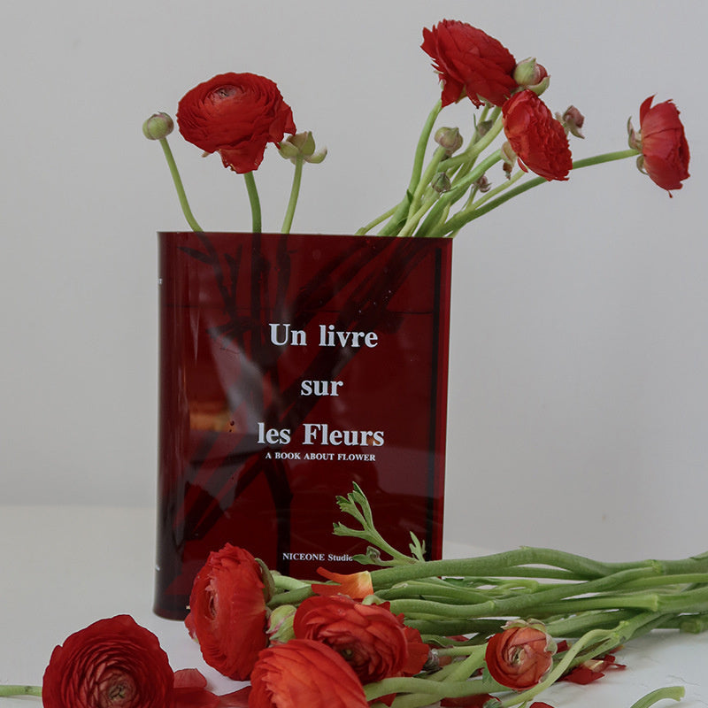 Book-Shaped Acrylic Vase for Artistic Flower Displays