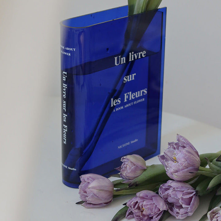 Book-Shaped Acrylic Vase for Artistic Flower Displays