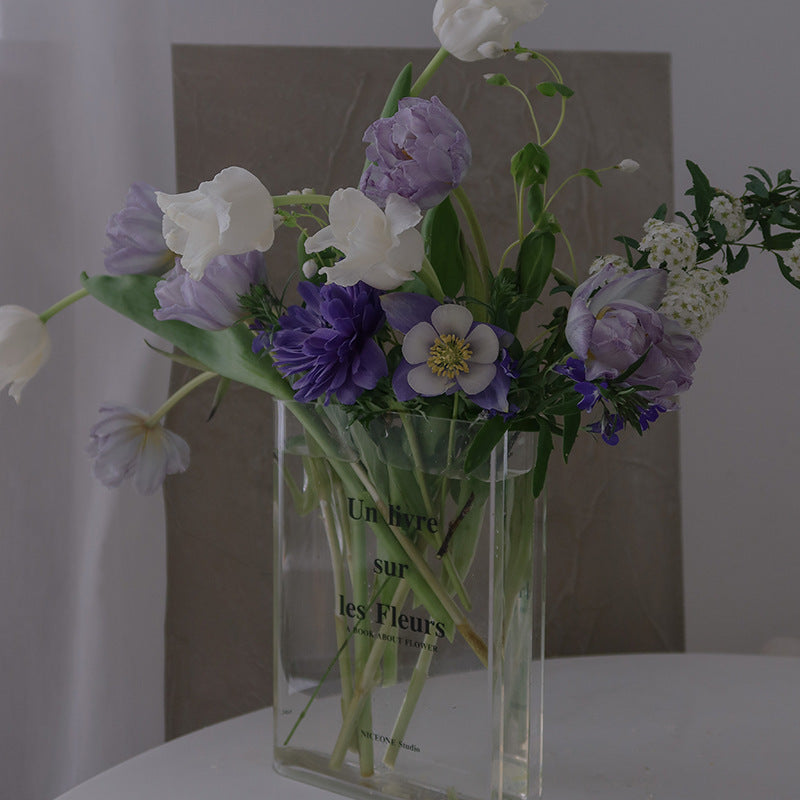 Book-Shaped Acrylic Vase for Artistic Flower Displays