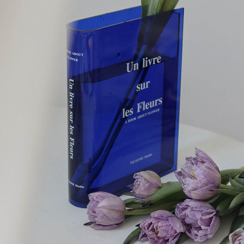 Book-Shaped Acrylic Vase for Artistic Flower Displays