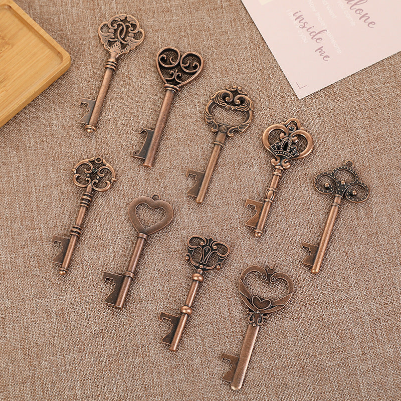 Vintage Skeleton Key Bottle Opener Keychain Wedding Favor
