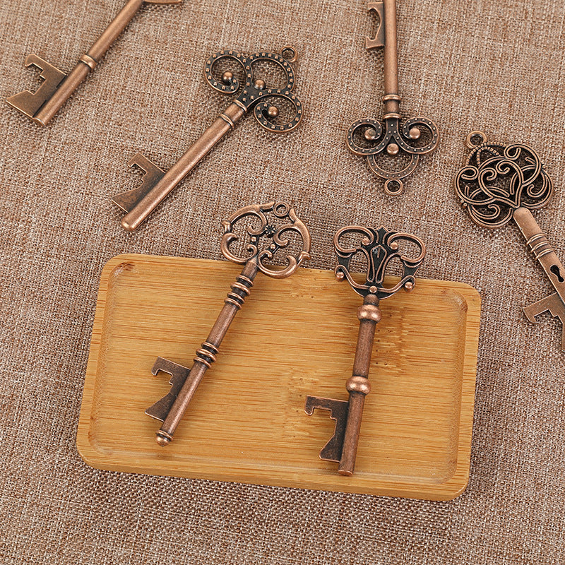 Vintage Skeleton Key Bottle Opener Keychain Wedding Favor