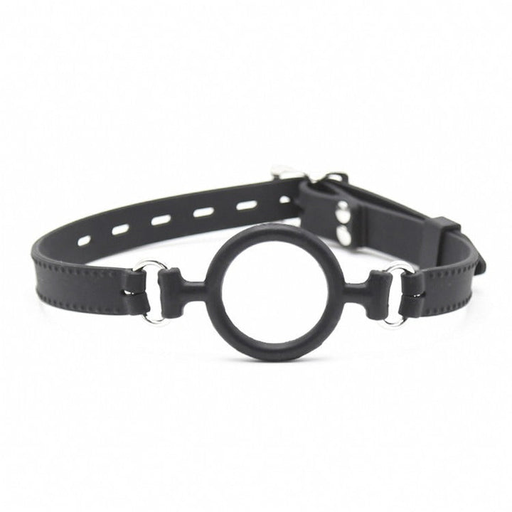 Open Mouth Gag Ring - Adjustable Silicone Buckle Strap