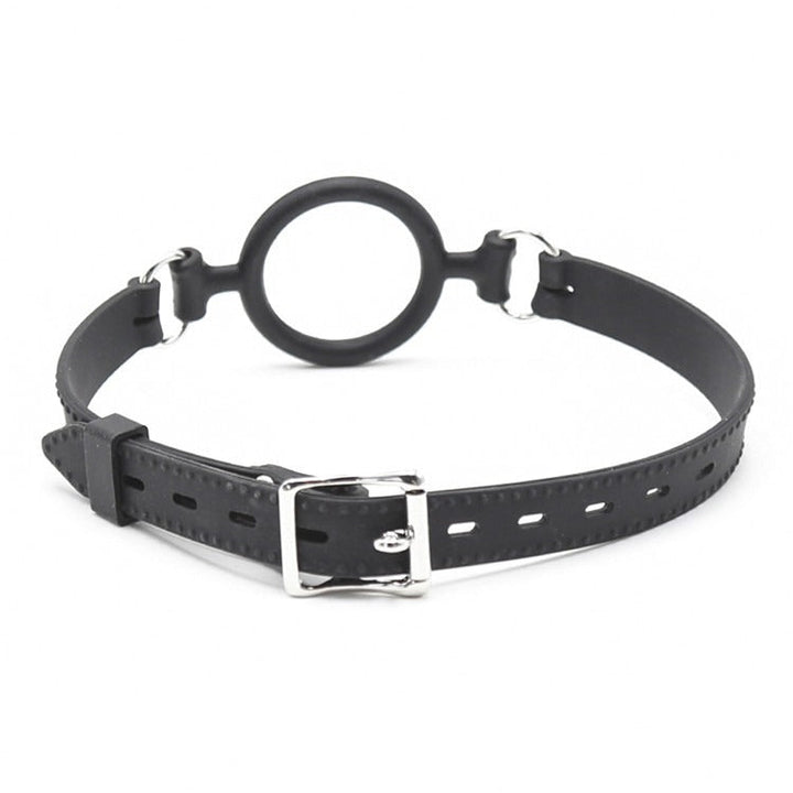 Open Mouth Gag Ring - Adjustable Silicone Buckle Strap