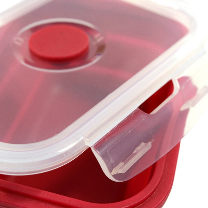 Collapsible Silicone Lunch Box Set, Folds Flat