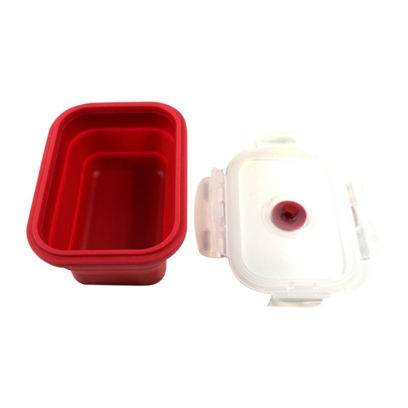 Collapsible Silicone Lunch Box Set, Folds Flat