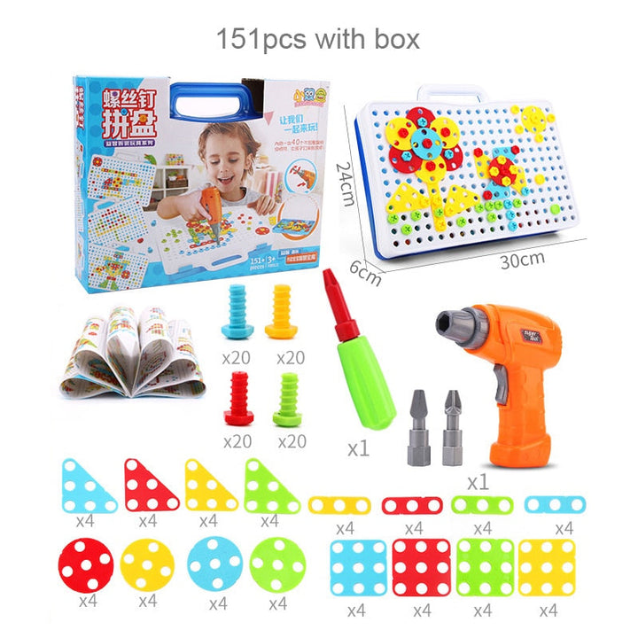 Kids Electric Drill Toy Set for Creative DIY Building