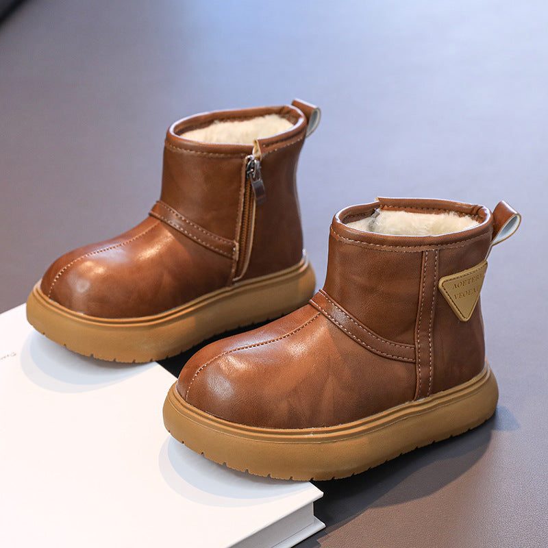 Boys' Winter Boots With Plush Warmth And Grippy Tread