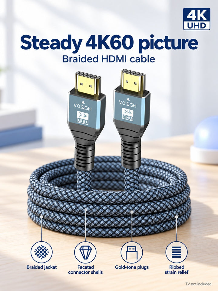 Braided HDMI Cable for 4K60 and 8K60 TV Connections