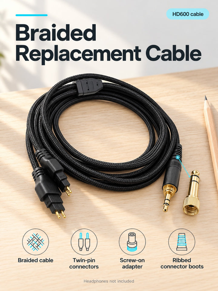 Braided Replacement Headphone Cable for Senhai HD600