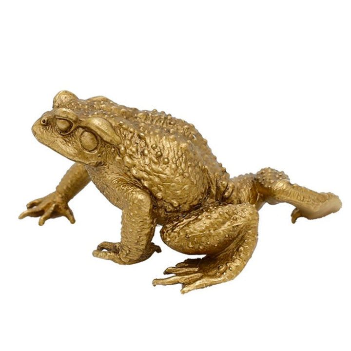 Brass Golden Toad Ornament for Auspicious Tabletop Style