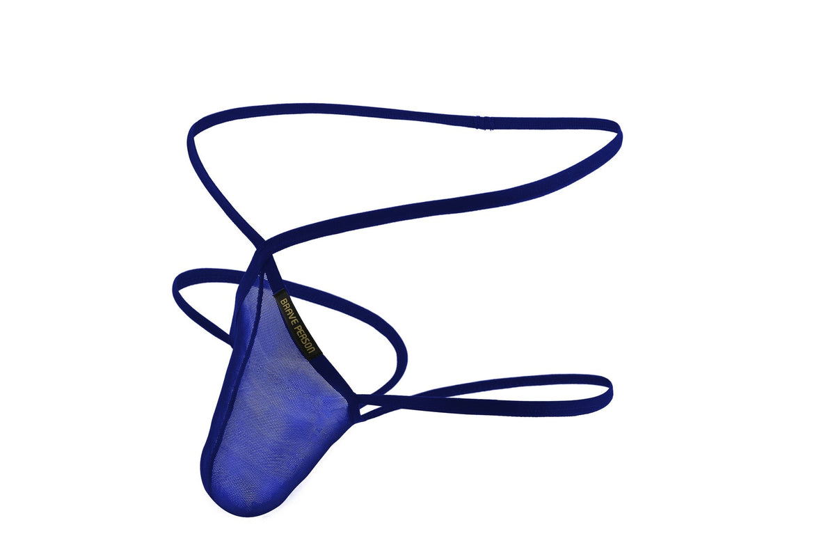 Men's Sheer Mesh Thong Underwear with Contoured Pouch