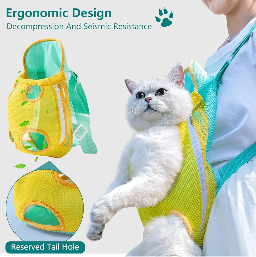 Breathable Mesh Pet Chest Carrier for Cats & Small Dogs