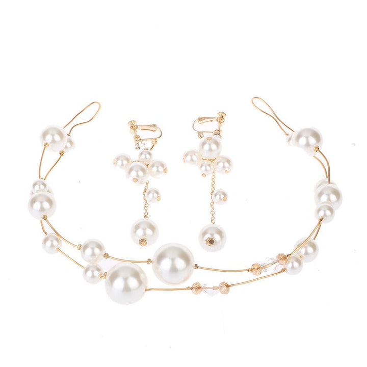 Pearl Bridal Headband & Matching Drop Earrings Set