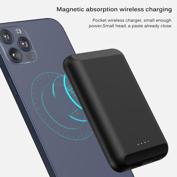 Slim Magnetic Power Bank 5000mAh for On-the-Go Charging