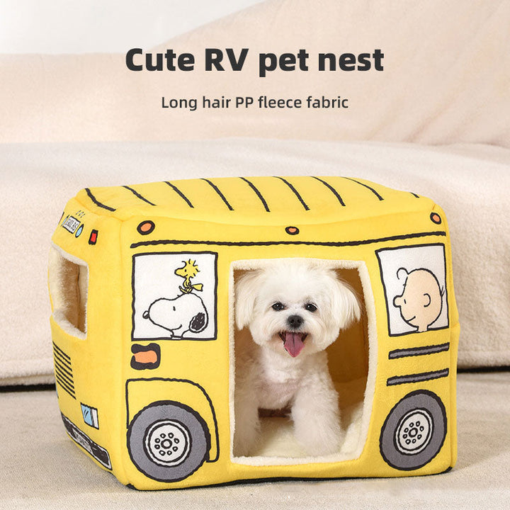 Bus-Shaped Cat Kennel for Cozy, Private Pet Naps