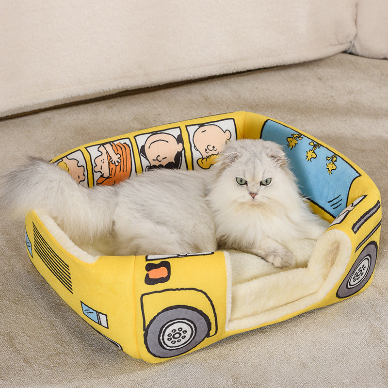 Bus-Shaped Cat Kennel for Cozy, Private Pet Naps
