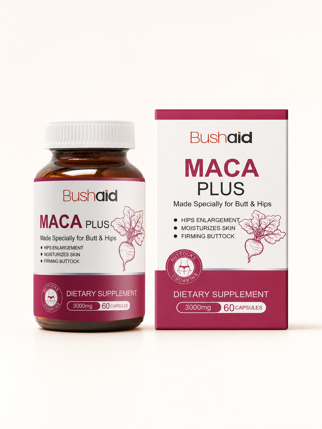 BushAid Maca Plus Capsules — Butt & Hip Firming Supplement