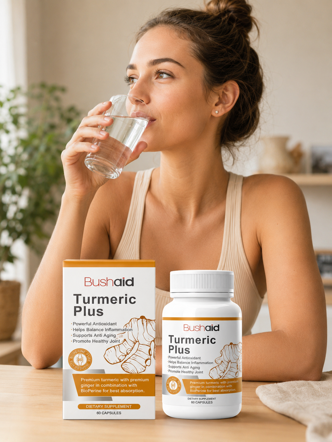 BushAid Turmeric Plus — Turmeric & BioPerine Capsules