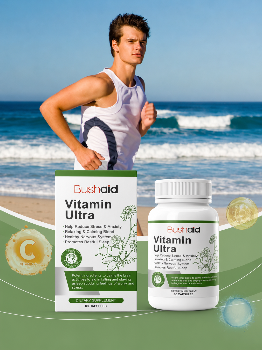 BushAid Vitamin Ultra – Sleep & Stress Calm Capsules