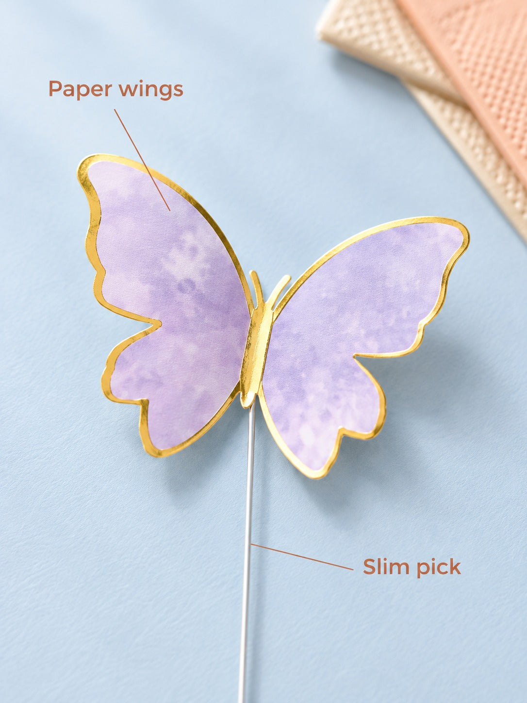 Butterfly Cake Topper Set with Gold Foil for Birthdays