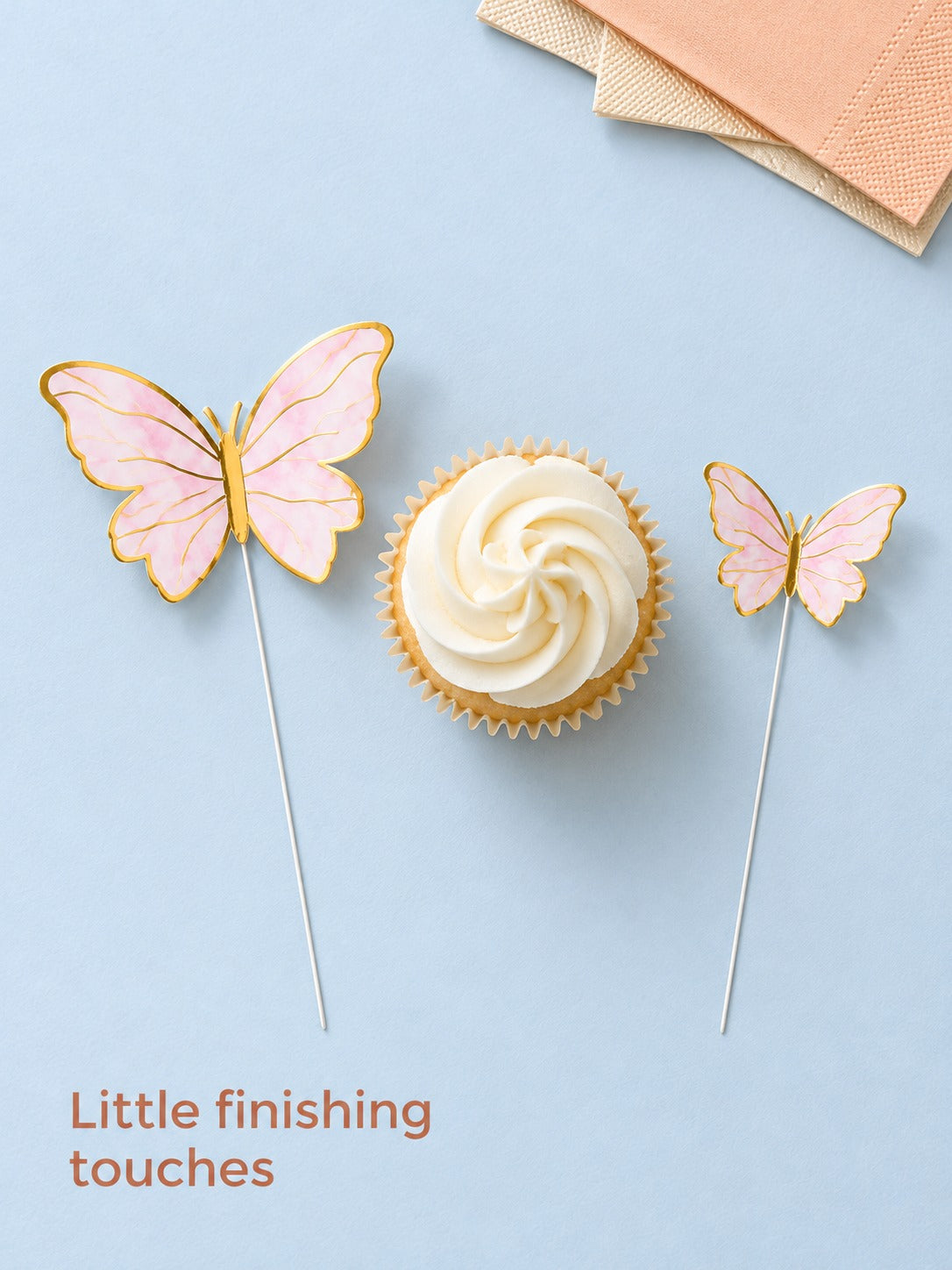 Butterfly Cake Topper Set with Gold Foil for Birthdays