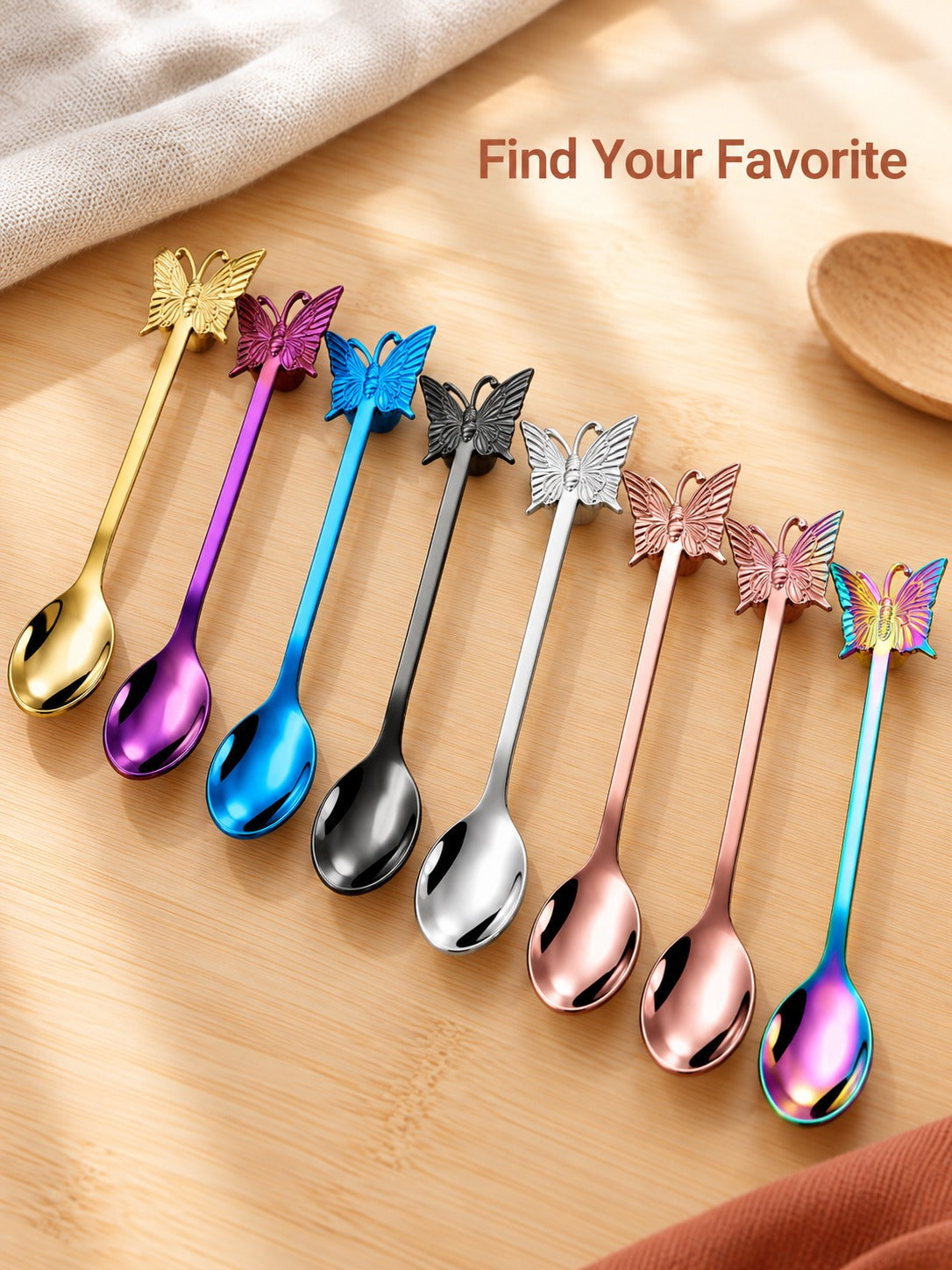 Butterfly Dessert Fork and Coffee Spoon, Stainless Steel