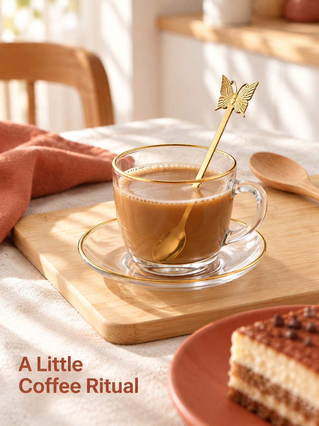 Butterfly Dessert Fork and Coffee Spoon, Stainless Steel