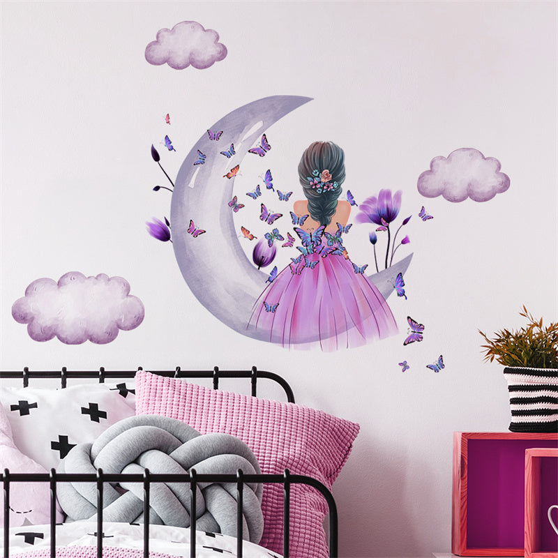 Wall Stickers Butterfly Moon Girl for Whimsical Rooms