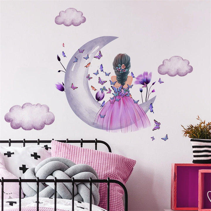Wall Stickers Butterfly Moon Girl for Whimsical Rooms