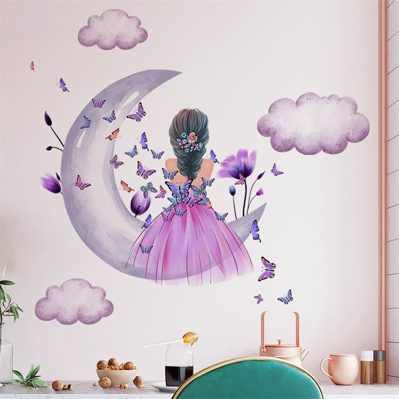 Wall Stickers Butterfly Moon Girl for Whimsical Rooms
